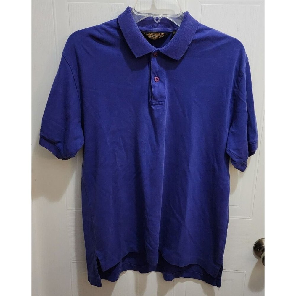 Vintage Eddie Bauer Purple Short Sleeve Polo Shirt Single Stitch Hong Kong Sz Lg